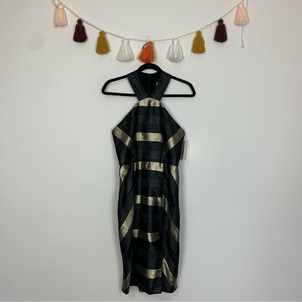 NWT Hutch Metallic Stripe Bodycon Halter Dress Size 4